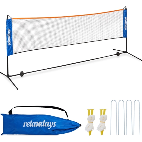 Relaxdays badmintonnet - met palen - volleybalnet buiten - beach volleybal net - mobiel