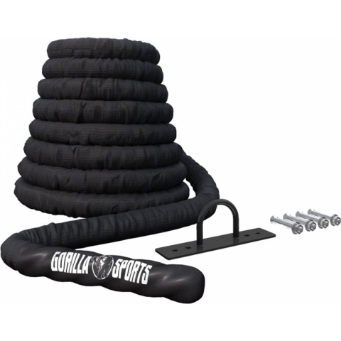 Gorilla Sports Power Rope - Incl. Muurbeugel - 15 meter - Dikte 38 mm