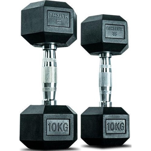Matchu Sports - Hexa dumbbells - 10KG - Set van 2 - Zwart