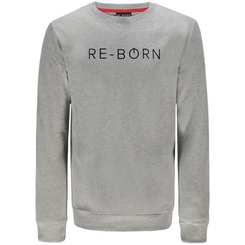 Re-Born Sweater Trui Ronde Hals Lange Mouw Heren - Grijs - Maat XL