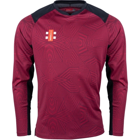 Gray-Nicolls Cricket SHIRT PRO T20 L/S MR/BK XS Extra Small - Maroon / Black