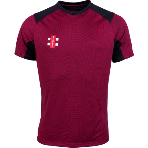 Gray-Nicolls Cricket SHIRT PRO T20 S/S MR/BK S Small - Maroon / Black
