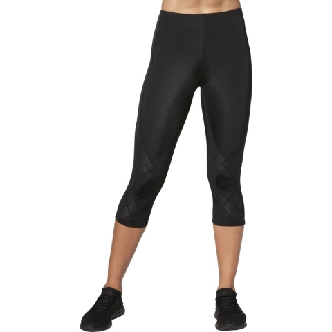 CW-X - Stabilyx 3/4 Compressiebroek - hardloopbroek - heup, rug en knie ondersteuning - Vrouw - Zwart - maat L