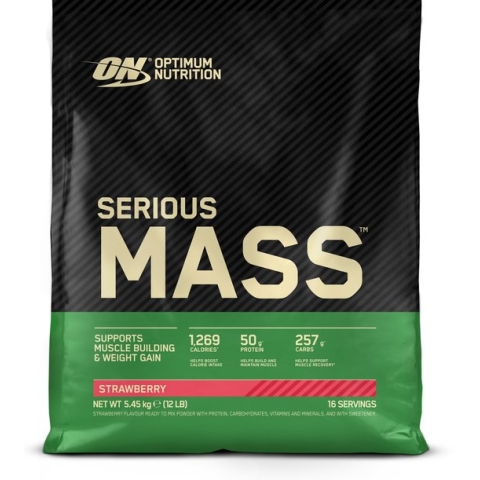 Optimum Nutrition Serious Mass - Strawberry - Mass Gainer - Weight Gainer - 5450 gram (16 servings)