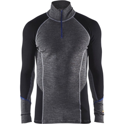 Blaklader Onderhemd Merino met rits WARM 4899-1732 - Medium Grijs/Zwart - M