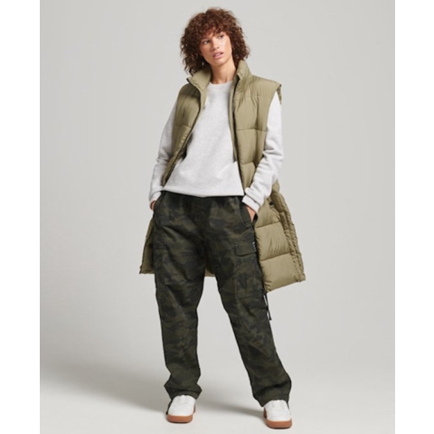 Superdry Dames Lange gewatteerde bodywarmer met capuchon