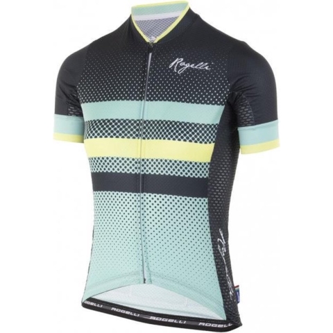Ds Wielershirt KM Dot- Turquoise/Grijs/Geel XS