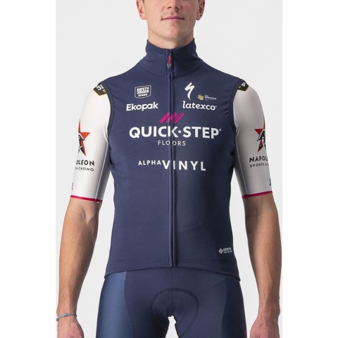 Castelli Fietsjack Mouwloos Rain or Shine Heren Blauw - Quick-Step Alpha Vinyl PERFETTO ROS VEST BELGIAN BLUE-L