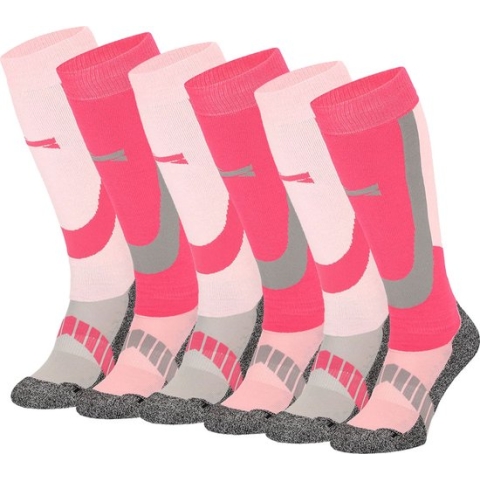 Xtreme Skisokken - 6 paar unisex skikousen kniehoogte - Multi Pink - Maat 39/42