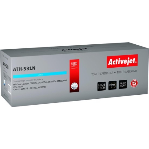 ActiveJet AT-531N toner voor HP-printer; HP 304A CC531A, Canon CRG-718C vervanging; Opperste; 3200 pagina's; cyaan.