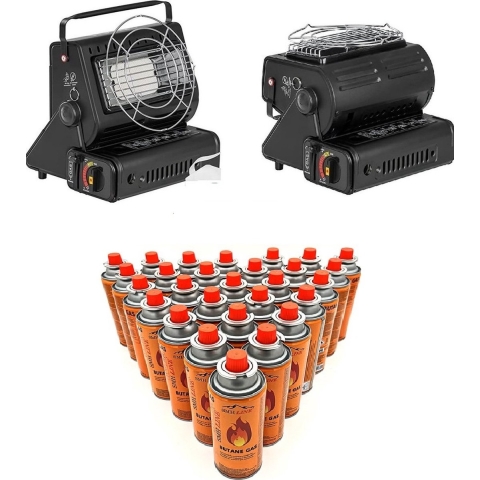 SMH LINE® Draagbare Gaskachel - 2 in1 - Camping gaskachel - Incl. 28x Gasflessen