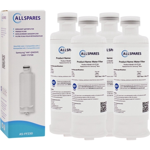 AllSpares waterfilter (4x) voor koelkast geschikt voor Samsung DA97-17376B
