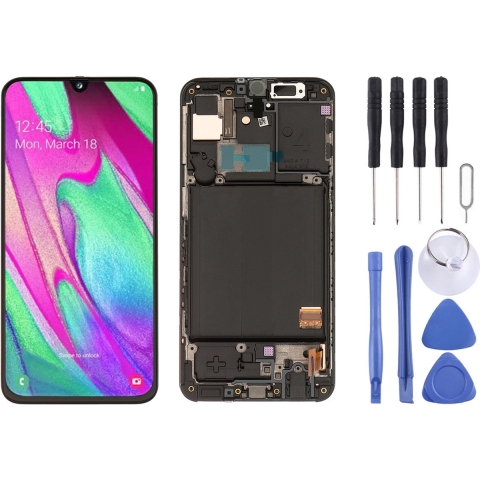 Let op type!! LCD Screen and Digitizer Full Assembly with Frame for Galaxy A40 SM-A405F (Black)