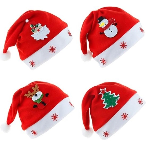 Kerstmuts, 4 stuks, rood, pluche, kerstmuts, kerstman, muts, kostuum, kersthoed, kerstfeest, decoratie voor volwassenen en kinderen