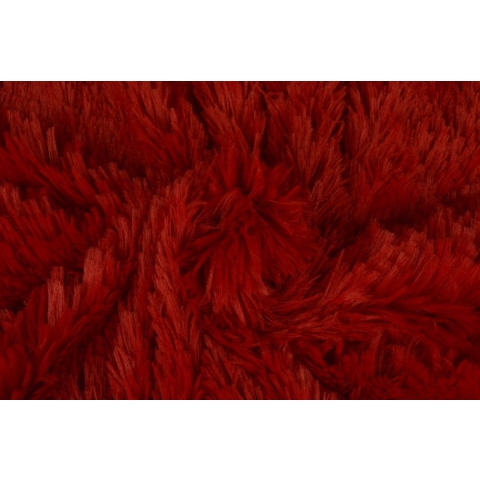 10 meter bont stof - Langharig - Rood - Pluche stof op rol