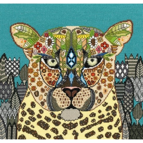 Borduurpakket  jewelled leopard om te borduren Bothy Threads xstu2