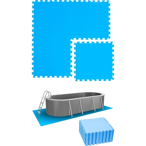 5.6 m² Poolmat - 24 EVA schuim matten 50x50 outdoor poolpad - schuimrubber ondermatten set