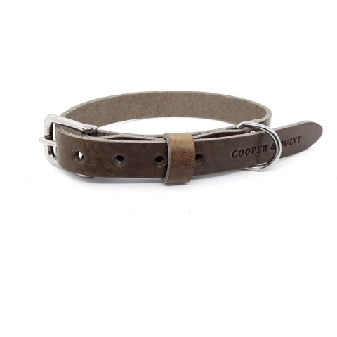 Cooper & Quint No Fuss - Halsband Hond - Leren Halsband Hond - Stone - Large
