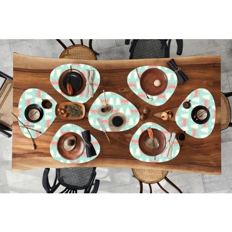 Placemat organisch - Placemats organic - Onderleggers - Hert - Patroon - Roze - 8 stuks