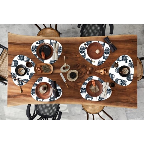 Placemat organisch - Placemats organic - Onderleggers - Puber - Skull - Pijp - Patronen - 6 stuks