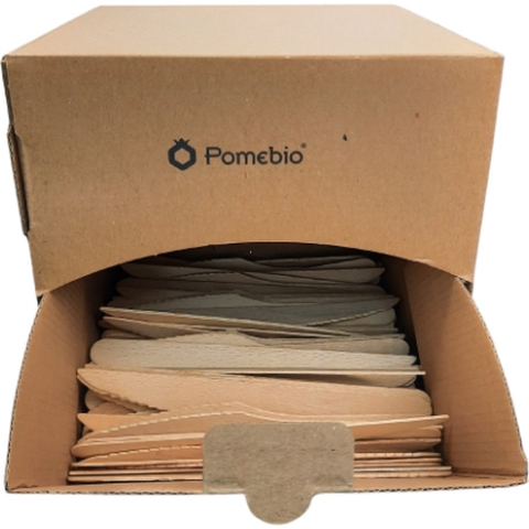 Pomebio Houten Mes - 1000 Stuks Houten Mes in Dispenserbox - 165 mm