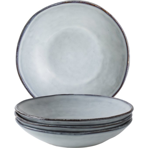 Dutch Rose Organic Diepe Borden set van 4 - Ø 23,5cm - Blauw