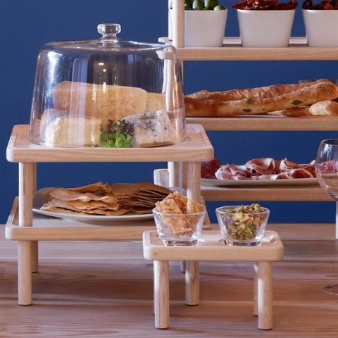 LSA Stilt Kaasstolp - Met Houten Standaard - Glas