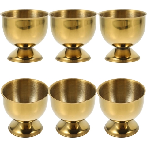 6 Stuks Eierhouder, Roestvrijstalen Eierdopje, Gouden Eierhouder, Eierrekje, Eiercontainer voor Kinderen, Paaseieren om te Schilderen, Paasdecoratie, Eieren, Ontbijtkopjes, Keuken, Paasgeschenken