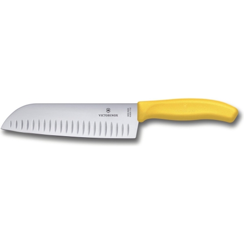 Victorinox Santokumes Swiss Classic, rvs geel kunststof