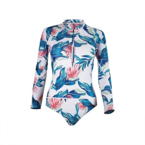 Dames lycra swimsuit L gebloemd