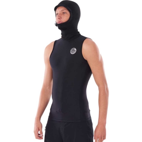 Rip Curl Thermo Top Fbomb Polypro Hood Vest - Black