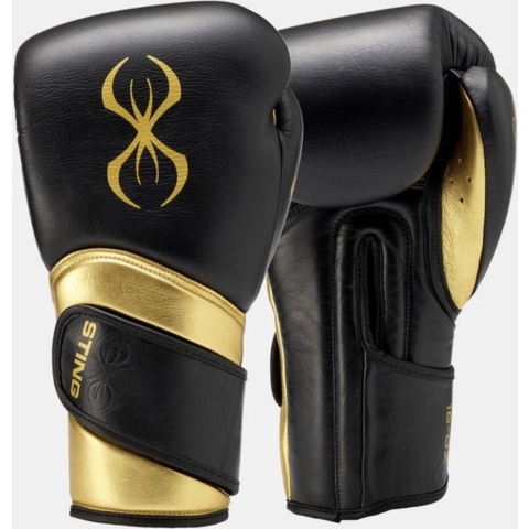 STING Bokshandschoen VIPER X | zwart/goud | klittenband (Maat: 16OZ)
