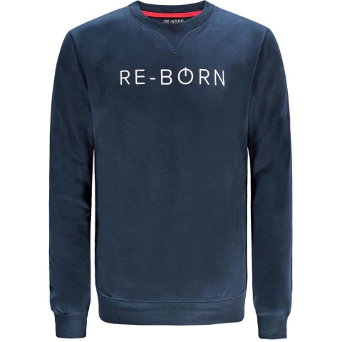 Re-Born Sweater Trui Ronde Hals Lange Mouw Heren - Navy - Maat L