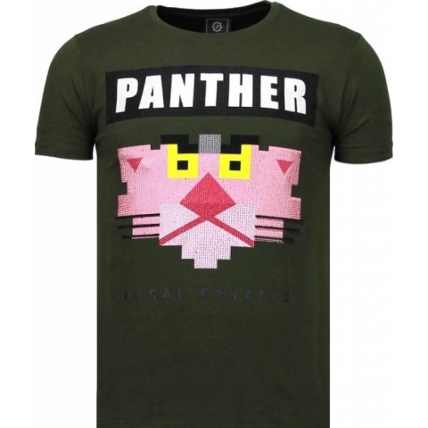 Panther For A Cougar - Rhinestone T-shirt - Groen