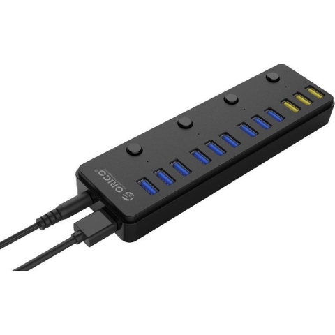 Orico - 12 poorts multi functioneel 9x USB 3.0 hub 3x BC1.2 USB laadpoorten - Zwart
