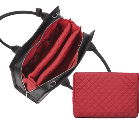 SOCHA Leren Dames Laptoptas 14 inch Diamond Edition Zwart