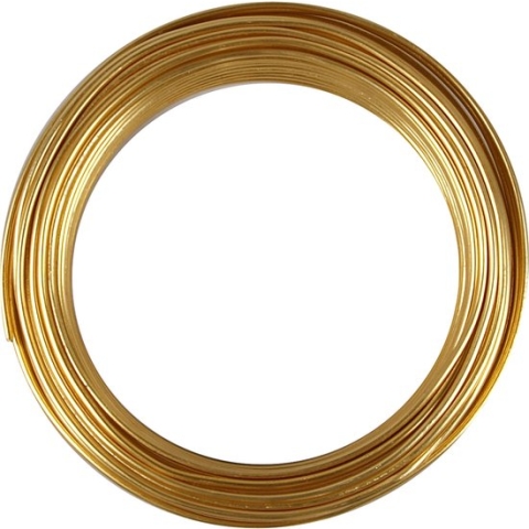 Alu draad, rond, dikte 3 mm, goud, 29 m/ 1 rol