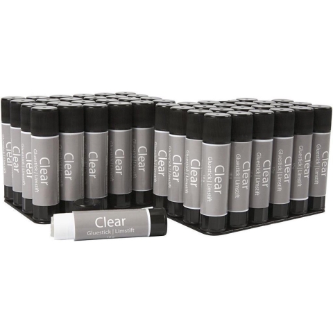 Transparante lijmstift,  10 gr, rond, 48stuks