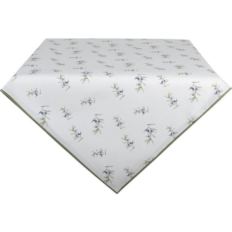 Clayre & Eef Tafelkleed 150x250 cm Wit Katoen Olijven Tafellaken