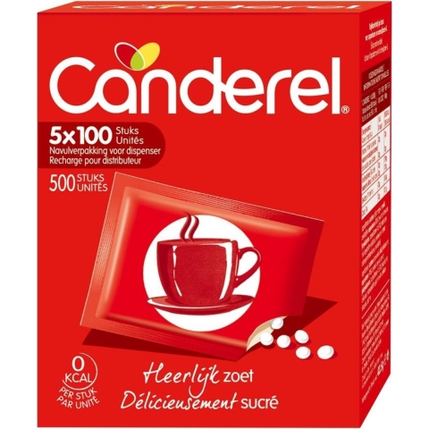 6x Canderel Rood Zoetjes Navulling 500 stuks