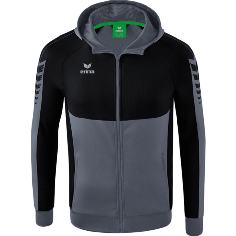 ERIMA Six Wings Trainingsjack Met Capuchon Kind Slate Grey-Zwart Maat 128