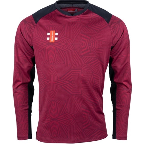 Gray-Nicolls Cricket SHIRT PRO T20 L/S MR/BK S Small - Maroon / Black