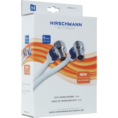 Hirschmann FEKAB 5/3 Coaxkabel Fekab Coax Male (iec) - Coax Female (iec) 3.00 M Wit / Blauw