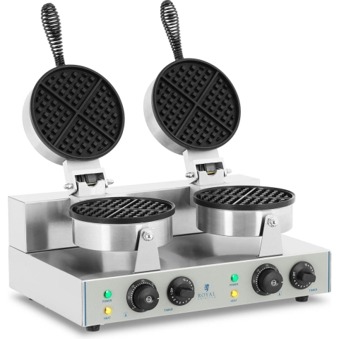 Royal Catering Wafelijzer - 2 x 1300 watt - Rond