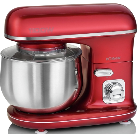 Bomann KM 6010 CB - Keukenmachine - 1100 W - 5L - Rood, Roestvrijstaal kneedmachine
