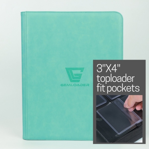 Gemloader Premium 3''X4'' toploader binder, trading cards verzamelmap [216 pockets] Tiffany Blue