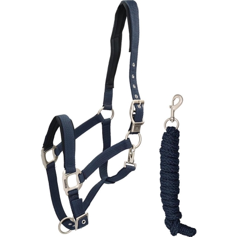 Kingsland Classic Halter With Rope With/Fleece - Navy - Maat Pony