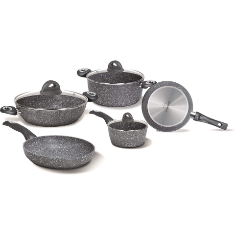 3.0 pannen- en pannenset, aluminium, geschikt voor inductie, 8-delig, grijs, 16 cm