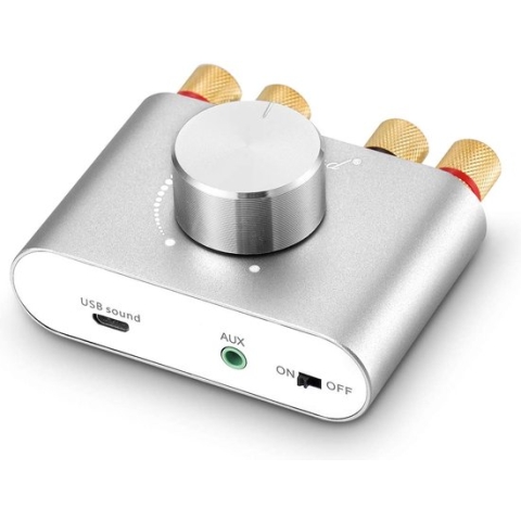 NÖRDIC SGM-175 Digitale audio versterker - Bluetooth 5.0 - USB, AUX - Zilver