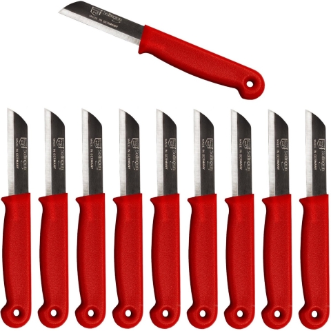 Solingen Schilmesje - RVS Glad - 16 cm met "Blade Cover" - Rood - 500 Stuks